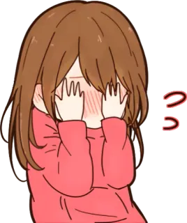 😳 Anime, Fille, Mignon, Rouge, Timide, Caché telegram sticker