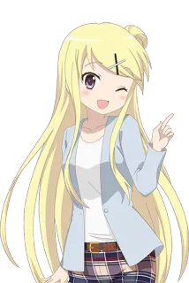 ☝ Anime, Cartoon, Mädchen, Blond, Süß, Zwinkern, Charakter telegram sticker