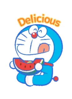 🍉 Doraemon Delicious Doraemon, sandía, delicioso, lindo, dibujos animados telegram sticker
