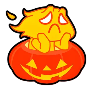 🔥 halloween, pumpkin, sad, character, cartoon telegram sticker