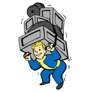 💪 Vault Boy Fallout fallout, videospiel, vault boy, tragen, kisten telegram sticker