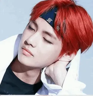 🙄 V Kpop, Idol, V, BTS, Cantante, Capelli rossi, Bandana telegram sticker