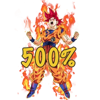💪 Goku Dragon Ball 500% Anime, Dragon Ball, Goku, Super Saiyan, Power-up, 500 porciento whatsapp sticker