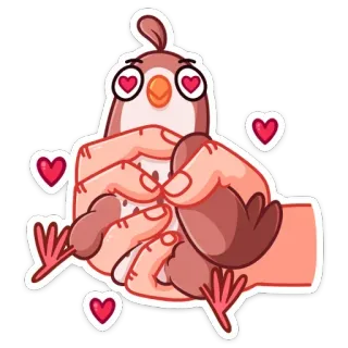 🐦 ptak, miłość, serca, kreskówka, słodki, kawaii, zwierzę telegram sticker