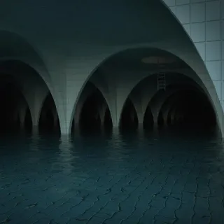 👁 architecture, water, tunnel, underground, arches, ladder telegram sticker