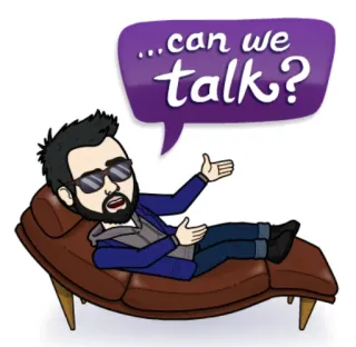 🙈 ...can we talk? Desenho animado, Falando, Conversa, Terapia, Relaxante, Bitmoji, Masculino telegram sticker