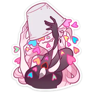🥰 sticker, illustratie, personage, hartjes, emmer, schattig whatsapp sticker