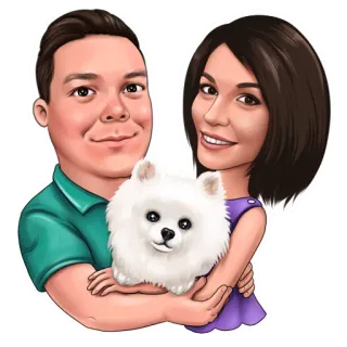 💑 pasangan, kartun, anjing, potret, keluarga, hewan peliharaan, orang telegram sticker