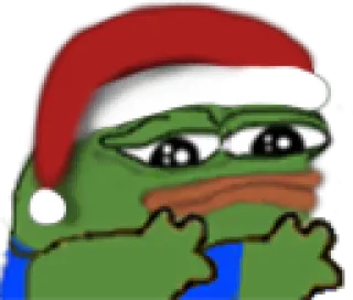 😞 Pepe the Frog pepe, frog, christmas, santa hat, meme, emoticon, sad whatsapp sticker