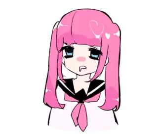 🤤 Anime Mädchen, rosa Haare, Schuluniform, Kawaii, süß, Manga, Chibi whatsapp sticker