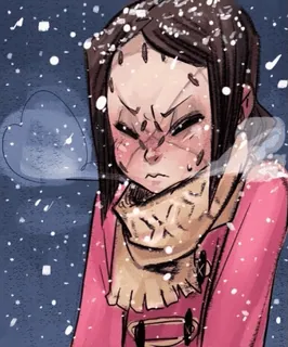 ❄️ fille, neige, hiver, dessin animé, froid, écharpe telegram sticker