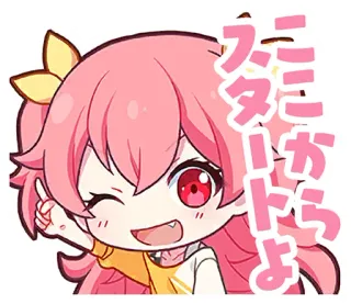 😉 ミニスタートだよ Anime, Cartoon, Pinke Haare, Süß, Kawaii, Zwinkern telegram sticker