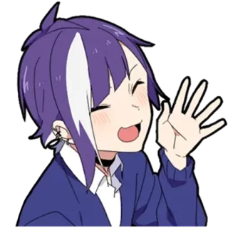 😛 anime, cartoon, smile, greeting, waving, character telegram sticker