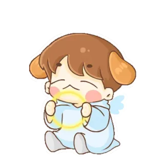😇 engel, schattig, kawaii, chibi, halo, vleugels, cartoon telegram sticker