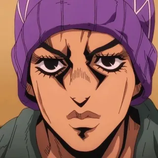 😐 Guido Mista JoJo's Bizarre Adventure Anime, Manga, Personage, Paars, Serieus telegram sticker