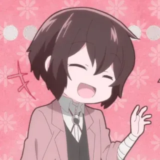 🍭 Dazai Osamu Bungou Stray Dogs Anime, Cartone animato, Felice, Personaggio, Dazai Osamu, Bungou Stray Dogs, Kawaii whatsapp sticker
