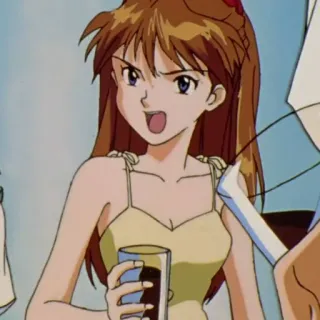 😲 Asuka Langley Sohryu Neon Genesis Evangelion anime, girl, animation, cartoon, portrait, character, Asuka, Evangelion telegram sticker