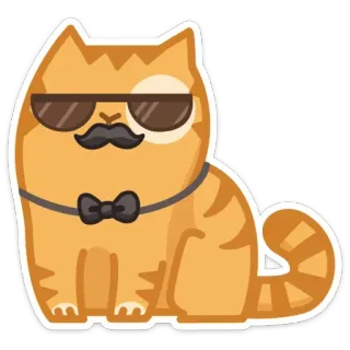 😎 gato, adesivo, óculos de sol, bigode, gravata borboleta, animal de estimação, animal telegram sticker
