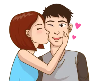 💋 bisou, amour, couple, romance, cœur, dessin animé, affection telegram sticker