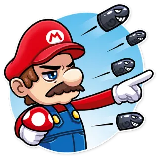 👉 Mario mario, super mario, videogame, nintendo, bullet bill telegram sticker