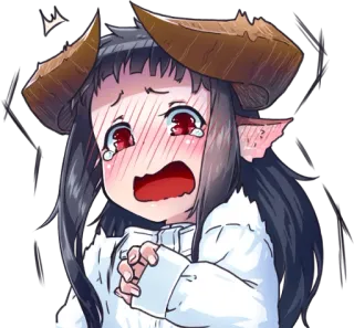 😱 アニメ, 漫画, 泣く, 角, 涙, 可愛い, 女の子 telegram sticker