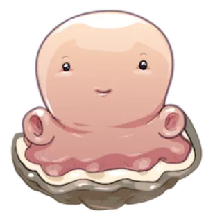 😊 Palourde, Créature marine, Mignon, Dessin animé, Coquille, Animal, Océan telegram sticker