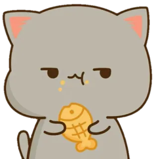 😒 gato, galleta, pez, lindo, dibujos animados, pegatina, animal whatsapp sticker