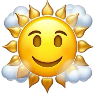 ☀️ mặt trời, thời tiết, mây, emoji, mặt cười, vui vẻ, hoạt hình, màu vàng whatsapp sticker