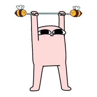 💪 ยกน้ำหนัก, ผึ้ง, การ์ตูน, ออกกำลังกาย, ฟิตเนส telegram sticker