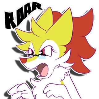 😾 ROAR Desenho animado, Irritado, Rugindo, Amarelo, Vermelho, Animal telegram sticker