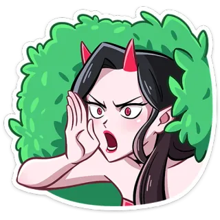 😈 漫画, アニメ, 悪魔, 女の子, 悪魔, キャラクター, 叫び telegram sticker