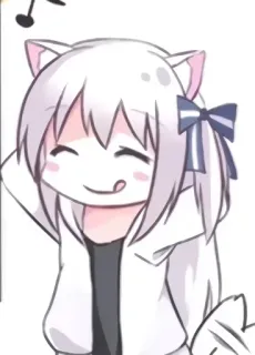 😋 Аниме, Кошачьи ушки, Милый, Кавайный, Мультфильм, Наклейка whatsapp sticker
