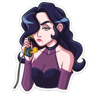 ☎️ wanita, telepon, kartun, potret, gadis, elegan telegram sticker