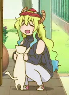 😃 Lucoa Miss Kobayashi's Dragon Maid Anime, Draak, Schattig, Lucoa, Huisdier, Kat whatsapp sticker