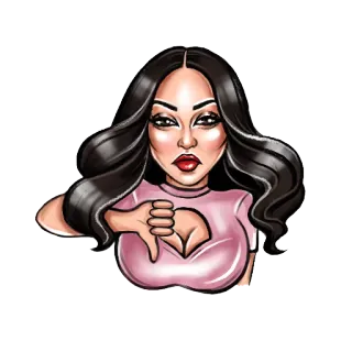 👎 woman, thumbs down, dislike, negative, cartoon, brunette, attitude telegram sticker