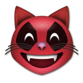 😸 emoji, cat, red, devil, smile, cartoon telegram sticker