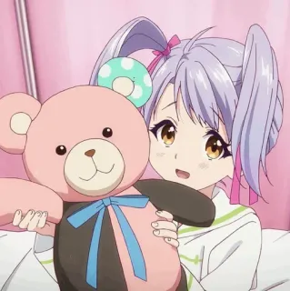 📓 Anime, Mädchen, Teddybär, Süß, Figur, Cartoon telegram sticker