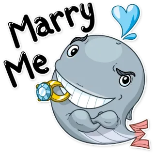 💍 Marry Me Wal, Heiratsantrag, Verlobungsring, Cartoon, Liebe, Romantisch, Süß telegram sticker