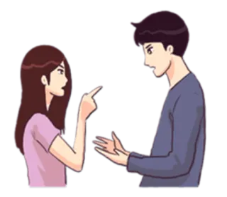 😦 спор, разногласие, ссора, пара, женщина, мужчина, дискуссия, злой telegram sticker