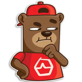 🤔 orso, cartone animato, rosso, cappello, adesivo, animale whatsapp sticker