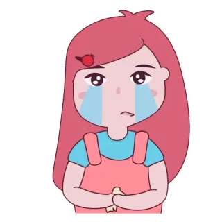 😭 女孩, 哭泣, 悲伤, 难过, 流泪, 卡通, 情感, 插图 telegram sticker