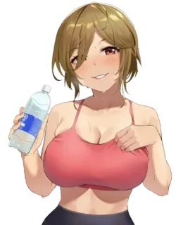 🤤 Anime Mädchen, Fitness, Cartoon, Frau, Flasche telegram sticker