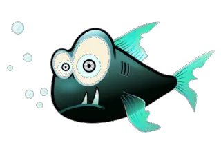 😔 ikan, kartun, hewan, makhluk, laut, air, gelembung telegram sticker