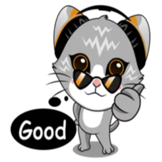 👍 Good gato, animal, bien, pulgar arriba, gafas whatsapp sticker