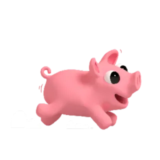 🏃 Cochon, Animal, Jouet, Rose, Mignon, Caoutchouc telegram sticker