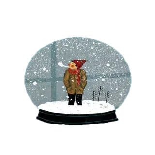 🔮 bola de nieve, invierno, nieve, niño, árboles, paisaje invernal telegram sticker