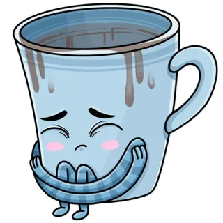 😓 mug, triste, dessin animé, café, mignon, boisson whatsapp sticker