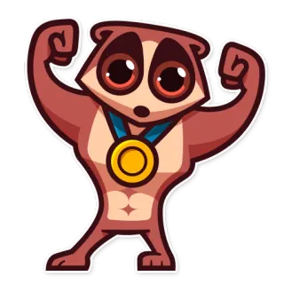 💪 Erdmännchen, Cartoon, Muskeln, Fitness, Medaille, Training telegram sticker
