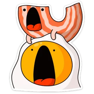 😱 Speck, Ei, Frühstück, Cartoon, Essen telegram sticker