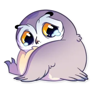 😢 猫头鹰, 难过, 哭泣, 卡通, 动物, 可爱 telegram sticker